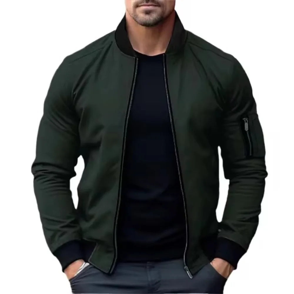 Jaqueta Masculina Casual Básico Com Zíper -Promoção de Inverno 2025